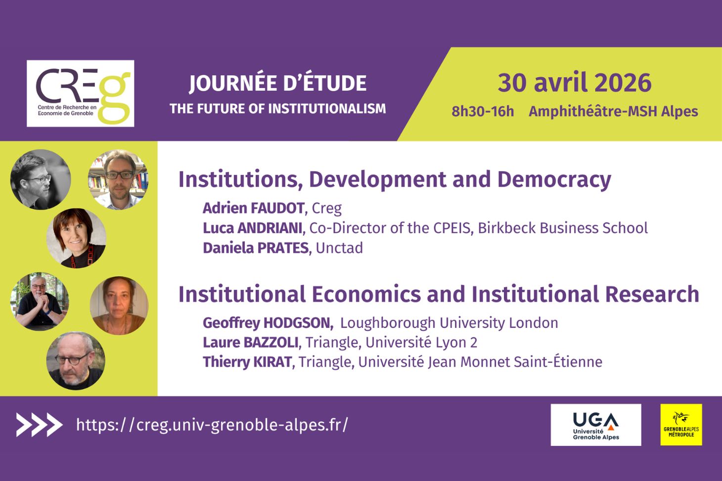 Visuel journée CREG avec noms des intervenants