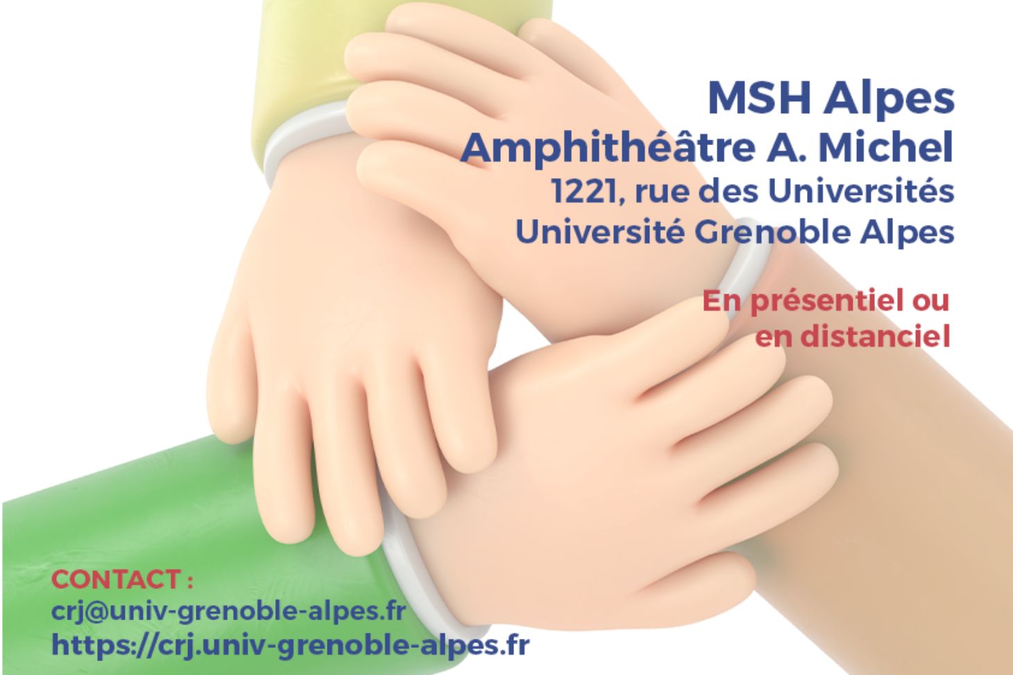 Affiche du colloque : illustration mains entrelacées