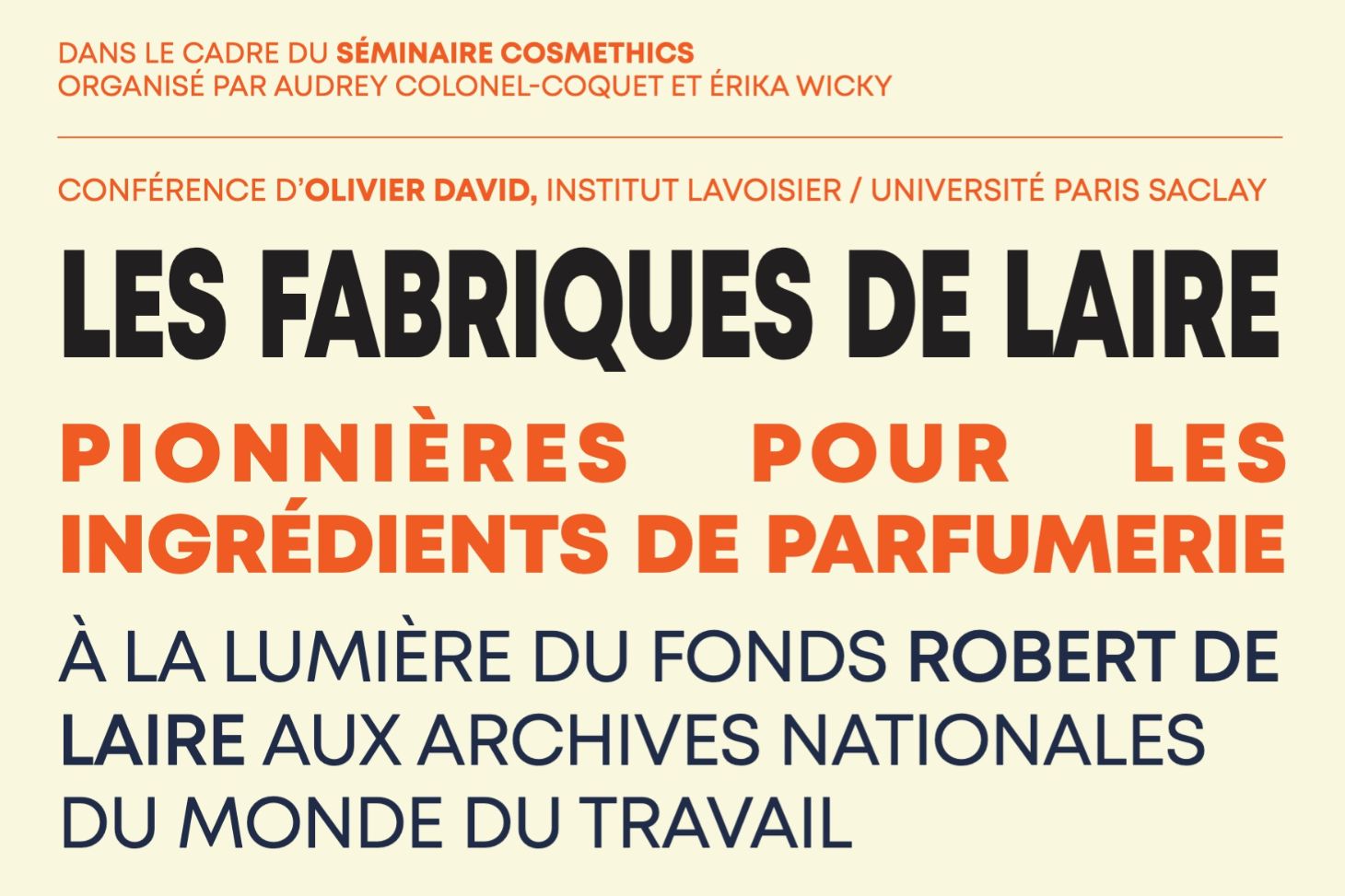 visuel avec texte de l'affiche du séminaire Cosmethics