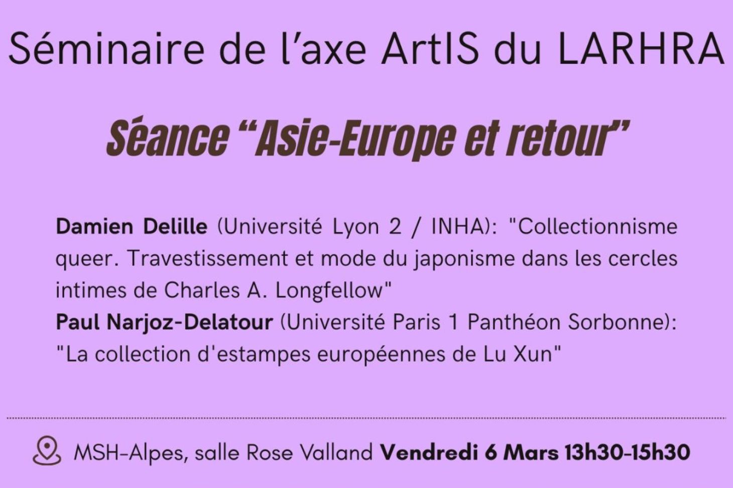 Séance du séminaire ArtIS du  6-03-2026
